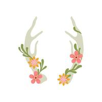 Two antlers with flowers on them vector