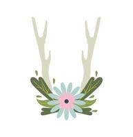 A deer head with flowers and leaves on it vector