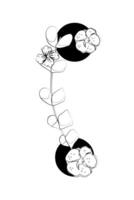 A drawing of a flower and a number two vector