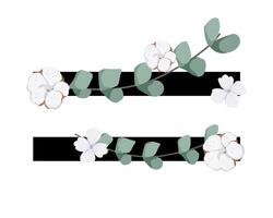 Two white flowers and leaves on a black and white background vector