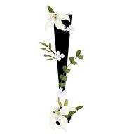 Letter i with flowers and leaves vector