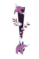 A purple flower is on top of a black vase vector