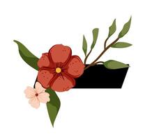 A flower and leaf on a black background vector