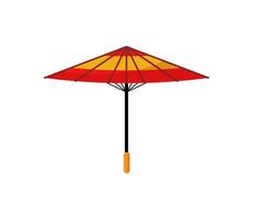 An open umbrella with a red and yellow stripe vector