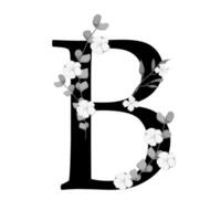 The letter b is surrounded by flowers vector