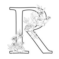 A coloring page with the letter r vector