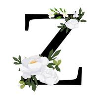 The letter z with flowers and leaves vector