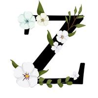 The letter z is made of flowers and leaves vector