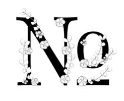 The letter n is made up of flowers and leaves vector