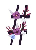A flower and leaves are in the shape of a hash symbol vector