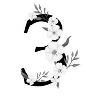 The number three is made up of flowers and leaves vector