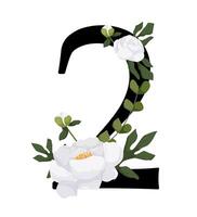 A number two with flowers and leaves vector