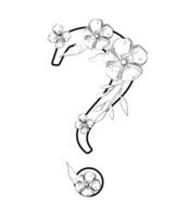A drawing of a question mark with flowers vector
