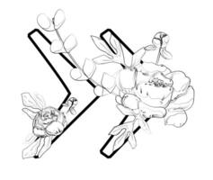 A drawing of a flower and a letter k vector