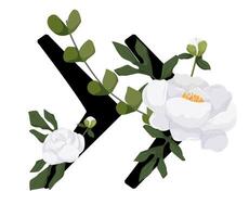 The letter x with flowers and leaves vector