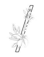 A drawing of a flower and leaves on a branch vector