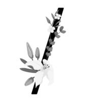 A black and white illustration of a flower vector