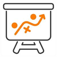 planning and strategy in orange and black duo line vector