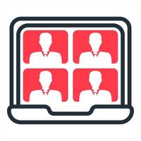 conference and meeting in red and black duo line vector