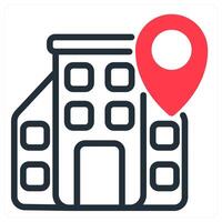 office location and workplace in red and black duo line vector