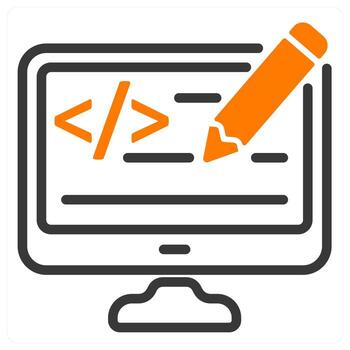 web diseño y ux ui en naranja y negro dúo línea vector