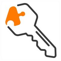 solution key and answer in orange and black duo line vector