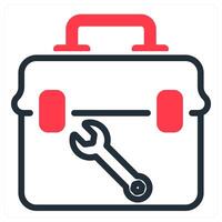 tool box and toolkit in red and black duo line vector