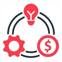 business model and strategy in red and black duo line vector