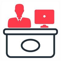 reception and office in red and black duo line vector
