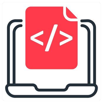 web desarrollo y codificación en rojo y negro dúo línea vector