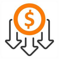 lower cost and budget in orange and black duo line vector