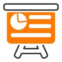 presentation and speaker in orange and black duo line vector