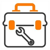 tool box and toolkit in orange and black duo line vector