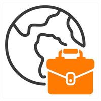 international business and world in orange and black duo line vector