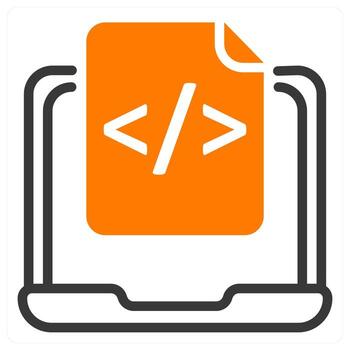 web desarrollo y codificación en naranja y negro dúo línea vector