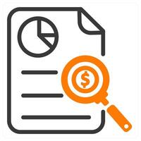 business report and graph in orange and black duo line vector