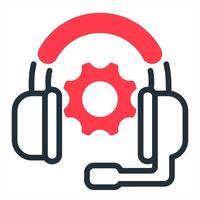 technical support and help in red and black duo line vector