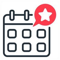 event schedule and calendar in red and black duo line vector