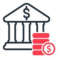 bank savings and deposit in red and black duo line vector