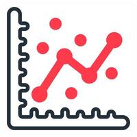 graph and chart in red and black duo line vector