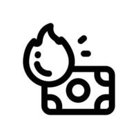 money burn line icon. Clean and minimalist icon for websites, mobile apps, presentations, and logos. Fully scalable and customizable for any project. vector