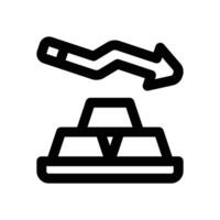 gold decrease line icon. Clean and minimalist icon for websites, mobile apps, presentations, and logos. Fully scalable and customizable for any project. vector