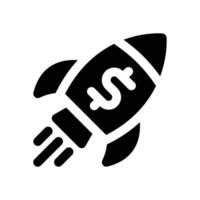 rocket glyph icon. Strong and solid icon for websites, mobile interfaces, presentations, and visual branding. High quality and easy to edit. vector