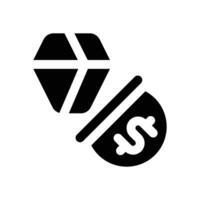diamond glyph icon. Strong and solid icon for websites, mobile interfaces, presentations, and visual branding. High quality and easy to edit. vector