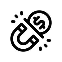 money magnet line icon. Clean and minimalist icon for websites, mobile apps, presentations, and logos. Fully scalable and customizable for any project. vector