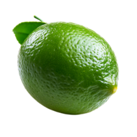 Fresh green lime with leaf, close up. png