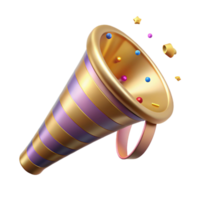 extraordinary rustic Birthday Party Horn with Confetti Isolated png
