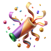 dramatic minimalist Confetti Cannon Exploding Colorful Streamers Cutout genuine png