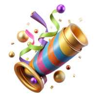 serene artistic Confetti Cannon Exploding Colorful Streamers Cutout high resolution png