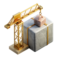 wonderful abstract Construction Crane Lifting Concrete Block Transparent Building Site professional png